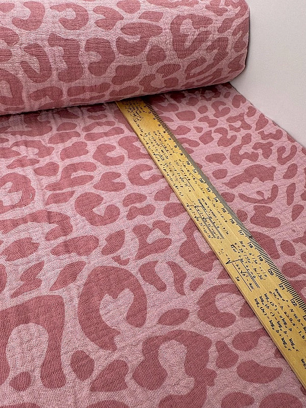 M 112 C78 Муслін жатка 2-х шаровий принт цятки леопард дрібні на рожевому 100% бавовна 135-140 см 12