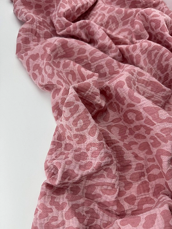 M 112 C78 Муслін жатка 2-х шаровий принт цятки леопард дрібні на рожевому 100% бавовна 135-140 см 12