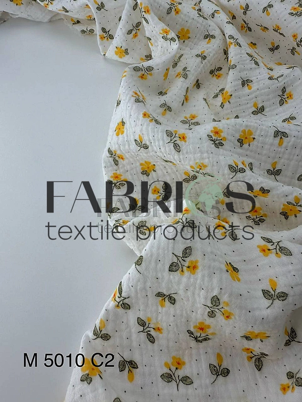 М 5010 С2 Муслін жатка 2-х шаровий принт квіти провансу на білому 100% бавовна 135-138 см 125-135 гр