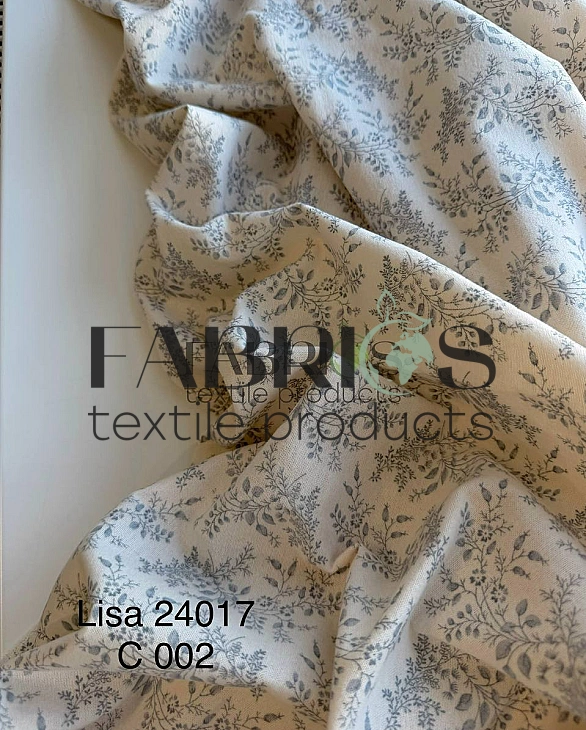 LISA 24017-C002 Тепла бавовна  принт рослинний гілочки сірі на айворі 100% бавовна  150 см 150 грам/