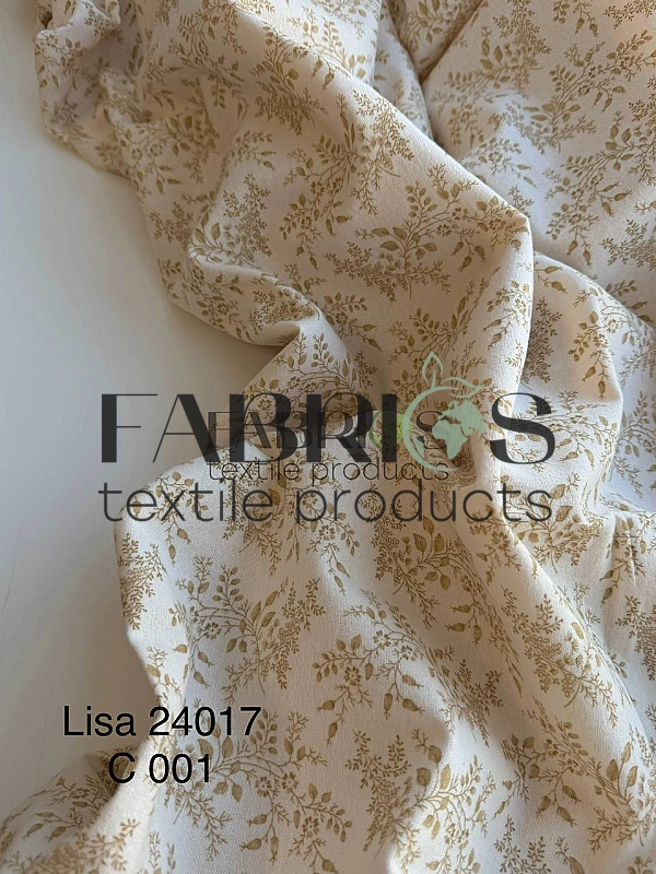 LISA 24017-C001 Тепла бавовна  принт рослинний гілочки бежеві на айворі 100% бавовна  150 150 грам/м