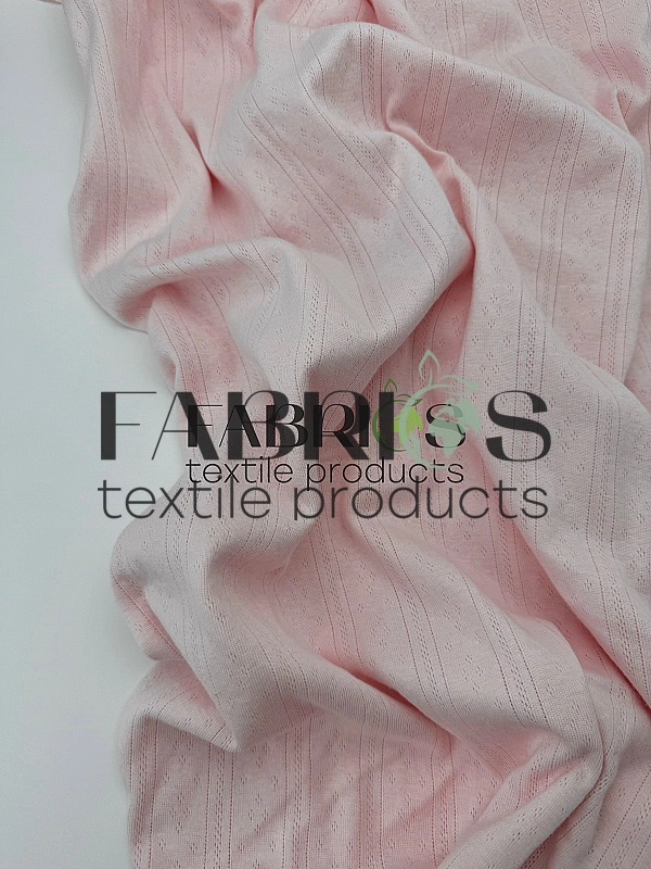 OCT-8 C5 трикотаж ажурний принт геометричний перфорація полоски і ромби світло-рожевий 100% бавовна