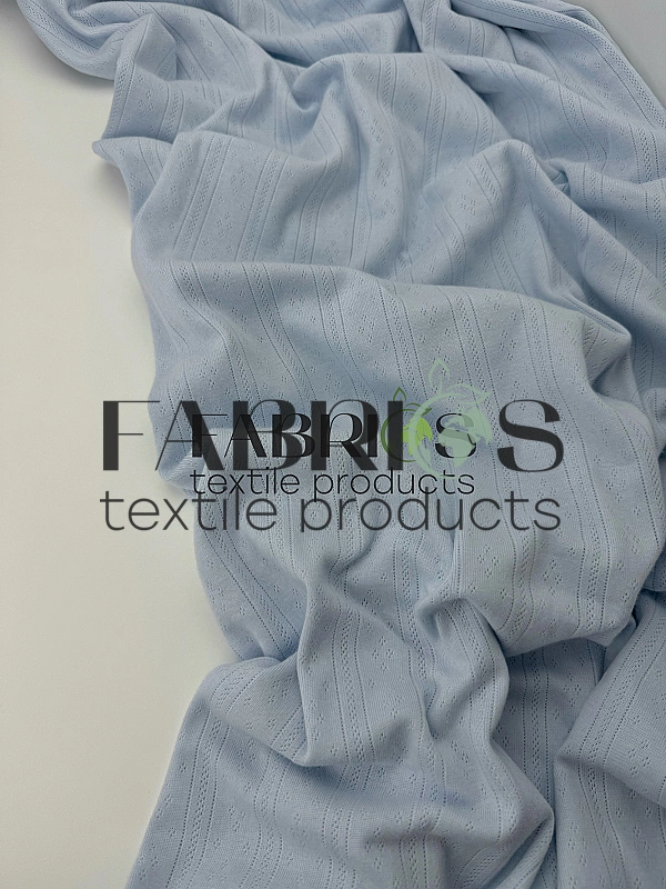 OCT-8 C4 трикотаж ажурний принт геометричний перфорація полоски і ромби блакитний 100% бавовна 185-1