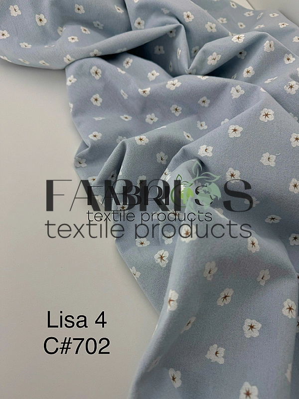 LISA-4 702 Тепла бавовна принт квіти бавовни на блакитному 100% бавовна 150 см 150 грам/м.кв.