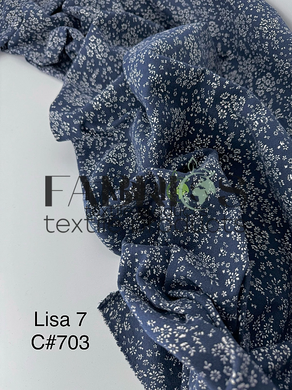 LISA 7 703 Тепла бавовна  принт квіти ромашкове поле на синьому 100% бавовна  150 см 150 грам/м.кв.