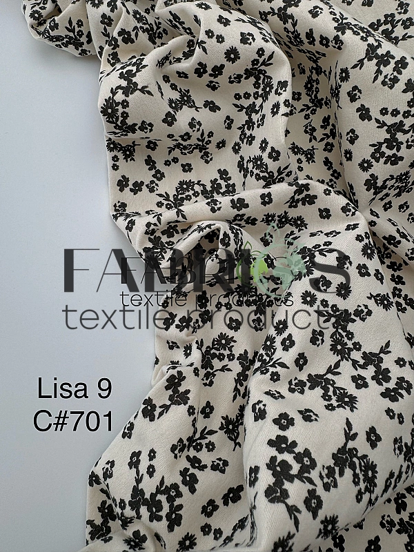 LISA-9 701 Тепла бавовна принт квіти чорні різні на айворі 100% бавовна 150 см 150 грам/м.кв.