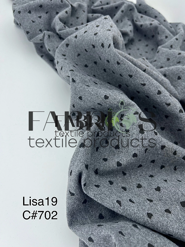 LISA-19 702 Тепла бавовна принт LOVE сердечки з туфелькою дрібні чорні на сірому 100% бавовна 150 см