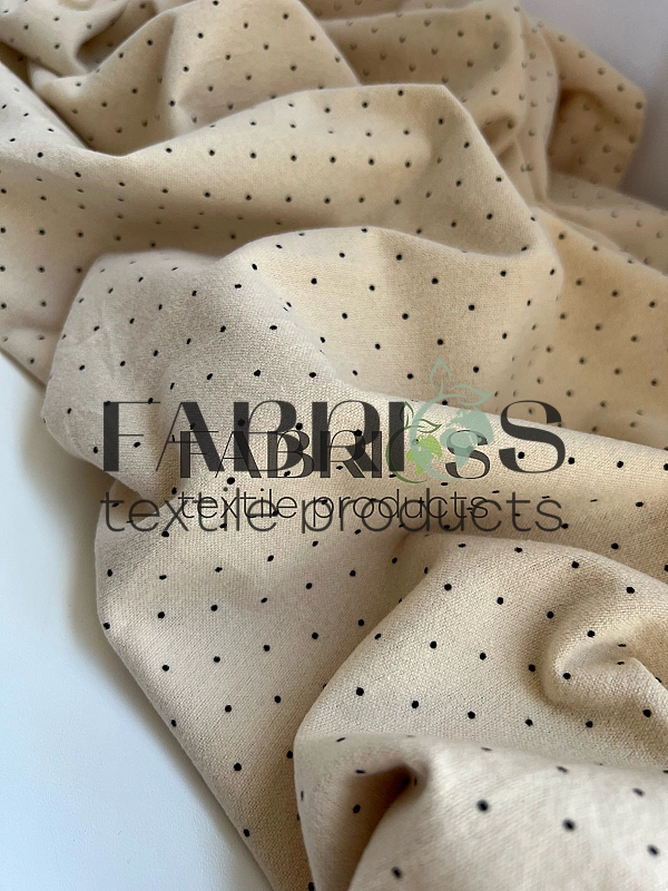 LISA-22 702 Тепла бавовна принт геометричний крапочки дрібні чорні на айворі 100% бавовна 150 см 150