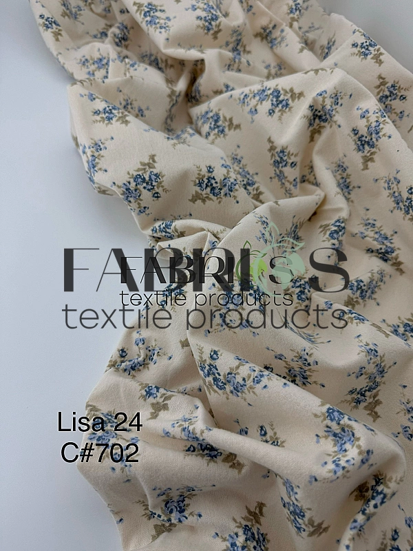 LISA-24 702 Тепла бавовна принт квіти блакитні букети на молочному 100% бавовна 150 см 150 грам/м.кв