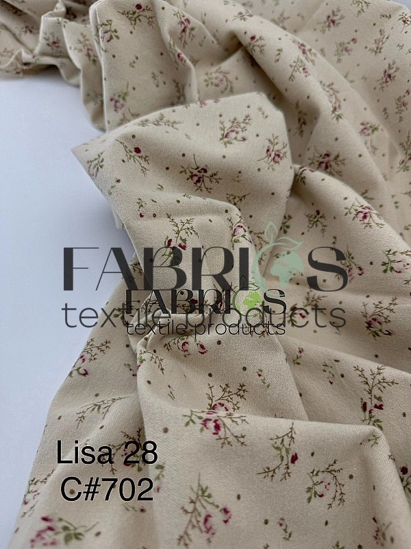 LISA-28 702 Тепла бавовна принт квіти гілочки троянди з крапочками айворі 100% бавовна 150 см 150 гр