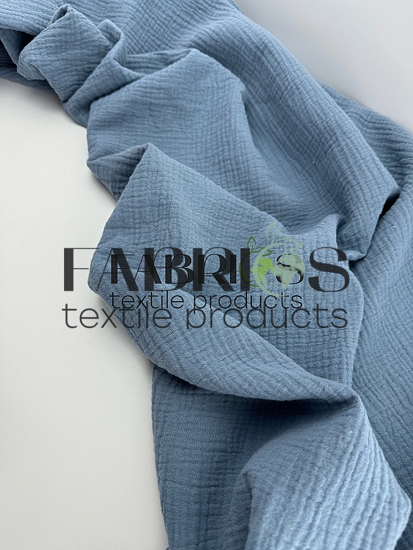 MC/84 Муслін жатка 2-х шаровий однотон сіро-синій 100% бавовна 135-140 см 125-135 грам/м.кв.