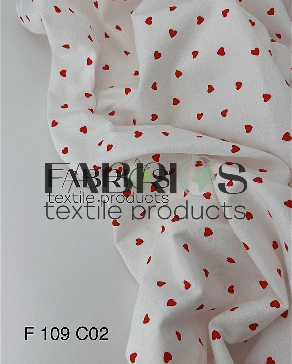 F 109 C02 фланель принт LOVE сердечки червоні дрібні на молочному 100% бавовна 145-150 см 150 грам/м